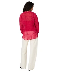 French Connection Women's Marina Long-Sleeve V-Neck Chiffon Top