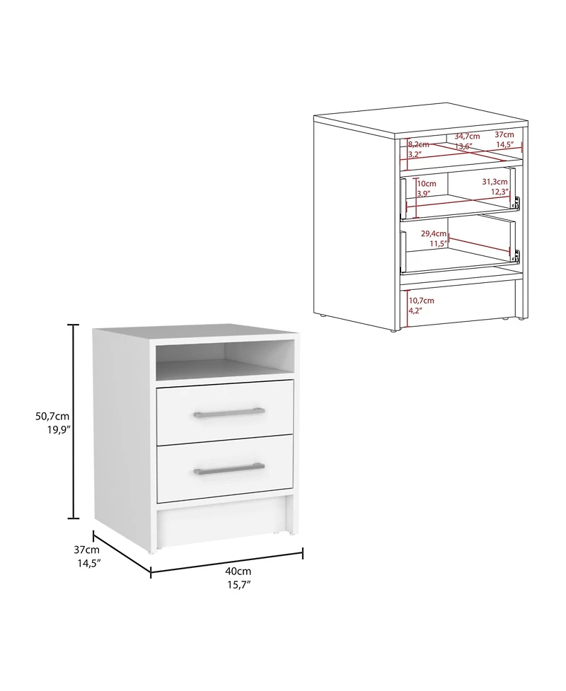 Flynama 2-Drawer Multi-purpose Nightstand
