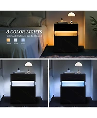 Flynama 3-Drawer Led Nightstand with Acrylic Panel