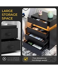 Flynama 4-Drawer Led Nightstand with Rgb Lights