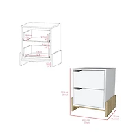 Flynama Macadamia 2-Drawer Nightstand with Sturdy Base