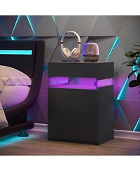 Flynama 4-Drawer Led Nightstand with Rgb Lights
