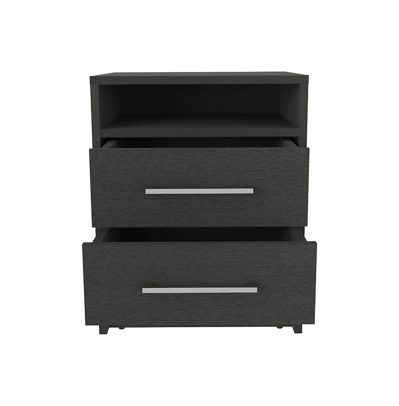 Flynama Nightstand with 2 Drawers and Open Shelf