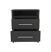 Flynama Nightstand with 2 Drawers and Open Shelf