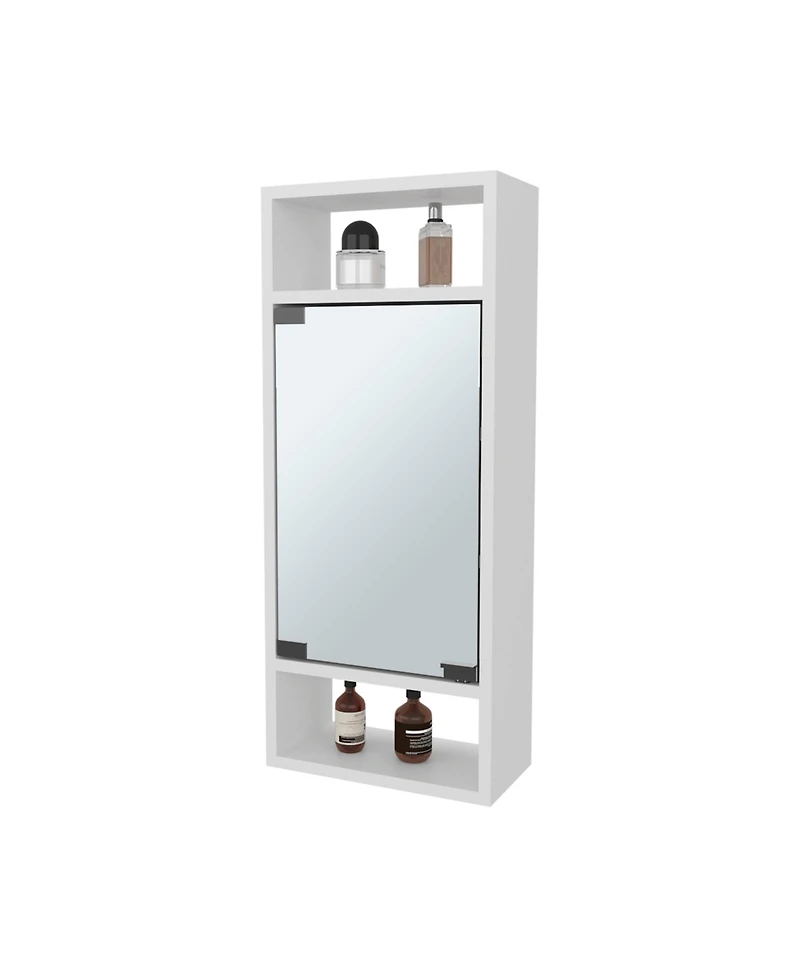 Fm Furniture Pine Like Medicine Cabinet with Mirrored Door and Open Storage