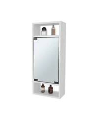 Fm Furniture Pine Like Medicine Cabinet with Mirrored Door and Open Storage