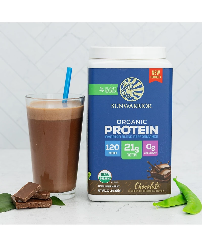 Sunwarrior Warrior Blend Protein Powder, Chocolate, 21 Gram Protein, 28 Servings