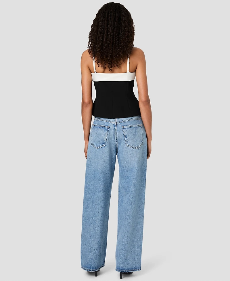 French Connection Women's Azra x Carey Foldover Sleeveless Square-Neck Colorblock Top