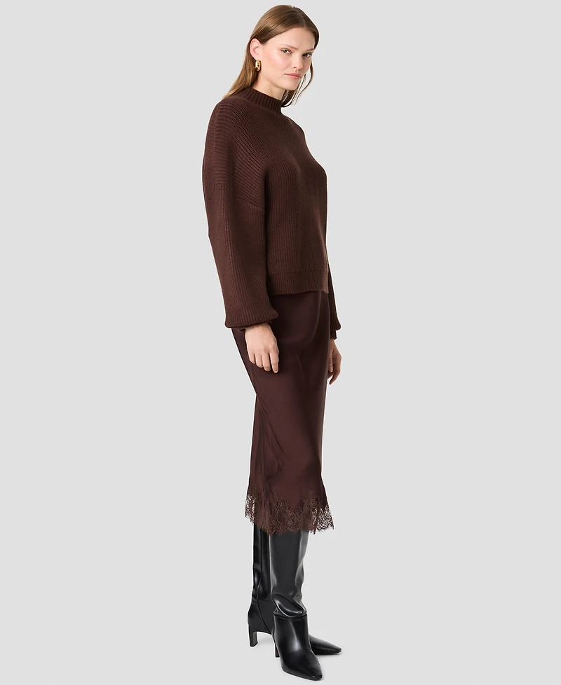 French Connection Women's Babysoft Rib Mock Neck Relaxed-Fit Long-Sleeve Pullover