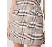 French Connection Women's Sutton Plaid Jewel Neck Sleeveless Mini Dress