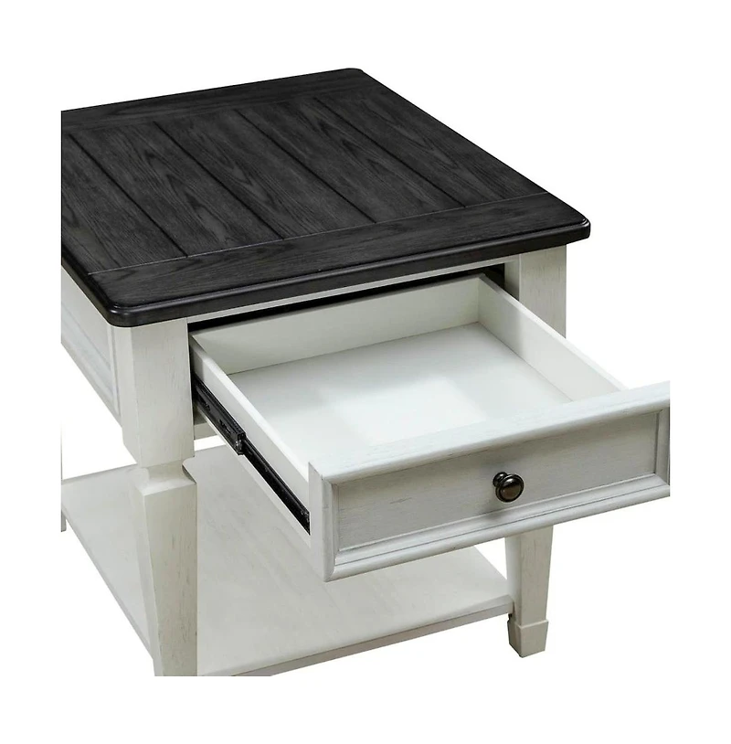 Heartland Furniture Wood End Table with Drawer and Bottom Shelf for Living Room