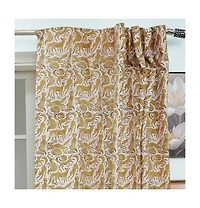 Fabdivine Gheravan Mustard Boho Animal Block Print Linen Curtain
