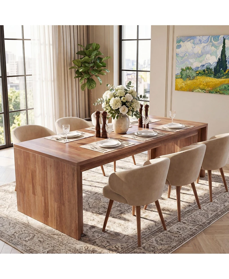 Tribesigns 78.4" Farmhouse Dining Table for 6-8 People, Rectangular