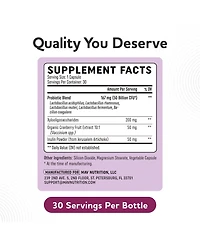 Mav Nutrition Vaginal Probiotics with Prebiotics and Cranberry Extract, 50 Billion Cfu, 30 Capsules