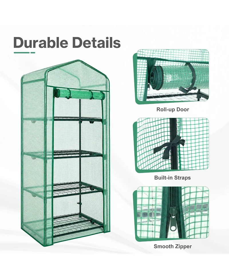 Aoodor 4-Tier Greenhouse with Pe/Pvc Base for Indoor and Outdoor Gardening.