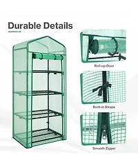 Aoodor 4-Tier Greenhouse with Pe/Pvc Base for Indoor and Outdoor Gardening.