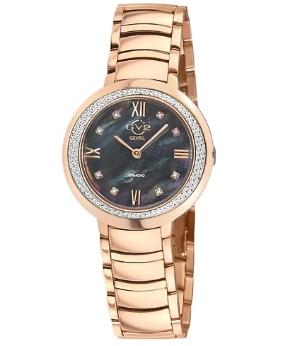GV2 Women's Amalfi Swiss Quartz Ip Rose Stainless Steel Bracelet Diamond Watch