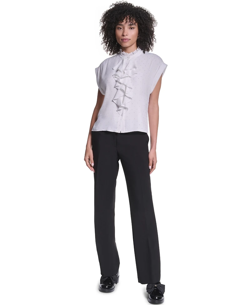 Karl Lagerfeld Paris Women's Studded Ruffled Button-Front Shirt