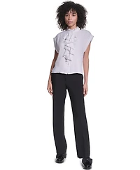 Karl Lagerfeld Paris Women's Studded Ruffled Button-Front Shirt