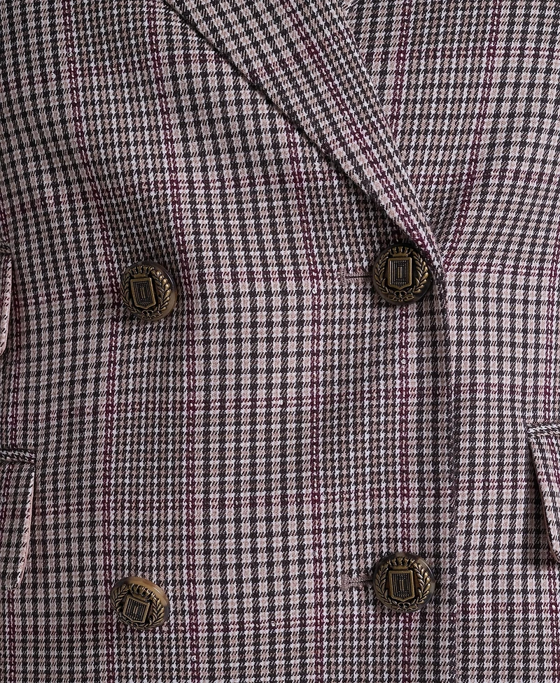 Karl Lagerfeld Paris Women's Woven Plaid Double-Breasted Jacket