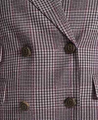 Karl Lagerfeld Paris Women's Woven Plaid Double-Breasted Jacket