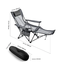 ECHTPeak 4 Adjustable Positions Portable Folding Lounger,Headrest and Foot Rest, Supports 220 lbs, Heavy Duty Camp Chairs for Patio