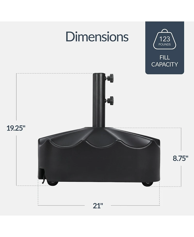 Best Choice Products 123lb Capacity Fillable Mobile Umbrella Base for Patio, Deck, 4 Wheels - Wavy Design