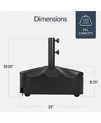 Best Choice Products 123lb Capacity Fillable Mobile Umbrella Base for Patio, Deck, 4 Wheels - Wavy Design