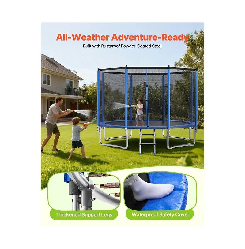 Slickblue Outdoor Round Trampoline with Enclosure Net for Kids