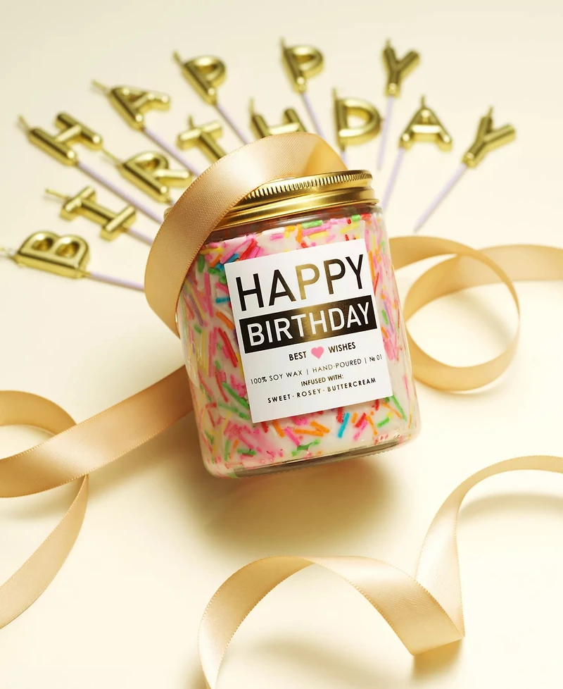 Lovery Birthday Candle Gift Set, 7oz Scented Decorated Happy Birthday Candles