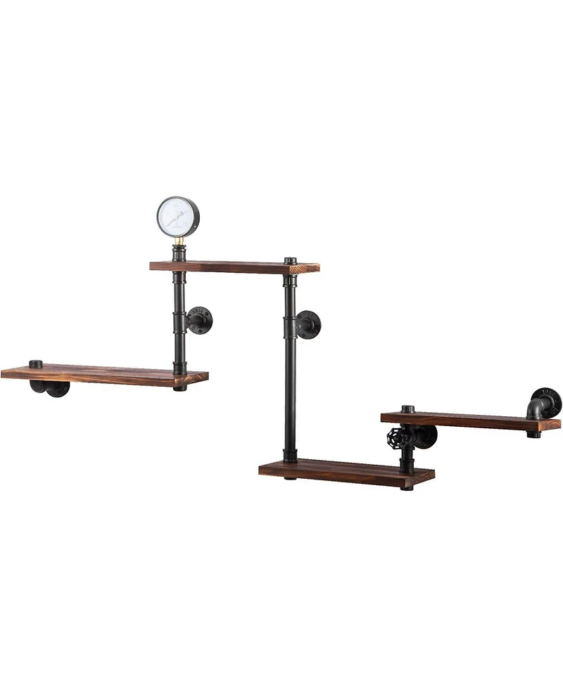 Slickblue Rustic Wall Mounted Pipe Shelves for Kitchen and Bathroom