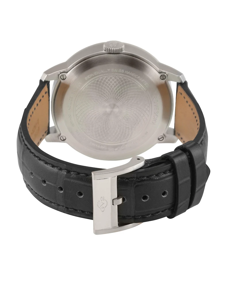 GV2 by Gevril Men's Swiss Made Rovescio Swiss Quartz Leather Strap Watch