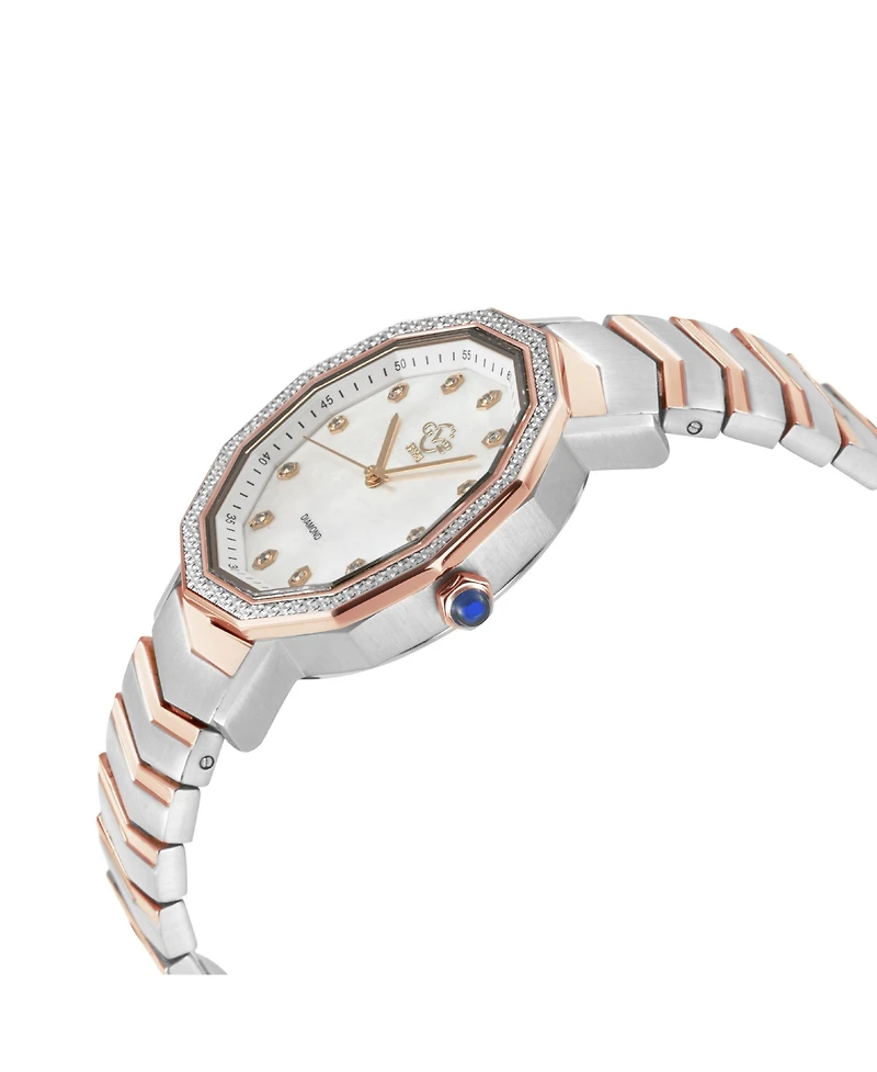 GV2 by Gevril Women's Spello Ii Swiss Quartz Two toned Ss Iprg Stainless Steel Bracelet Diamond Watch
