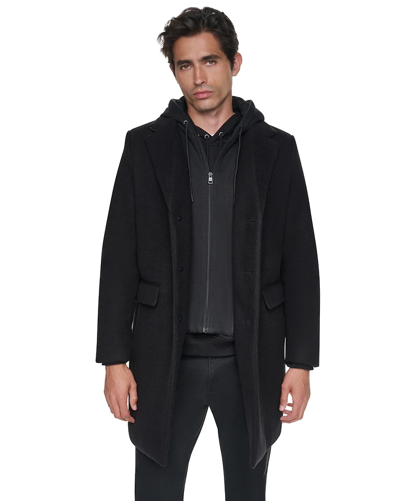 Dkny Men's Topcoat with Hood Jacket