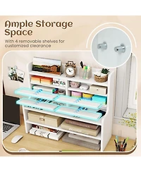Sugift 6-Tier Compact Desktop Storage Rack with 4 Removable Shelves Space Saving Organizer for Home Office
