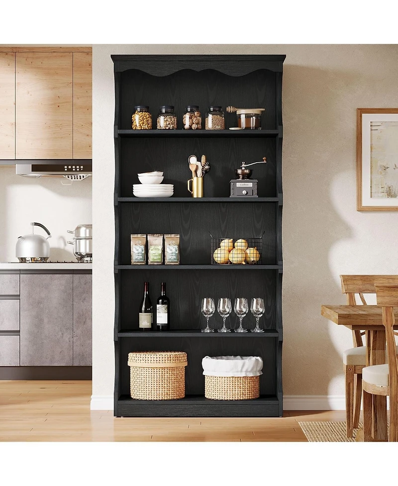 Tribesigns 70" Tall Bookcase: 5-tier open bookshelf with curved-edge design. Wooden display shelves for living room, home office, bedroom