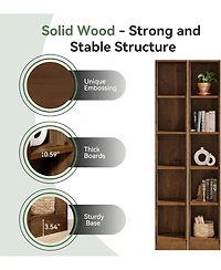 Tribesigns 70.9-Inch Tall Solid Wood Bookshelf, 5-Tier Narrow Bookcase, Freestanding Display Shelves for Living Room Bedroom