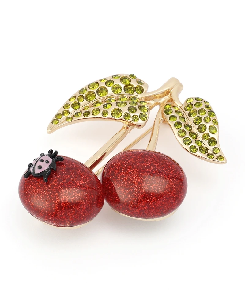 Betsey Johnson Faux-Stone Cherry Cluster Brooch
