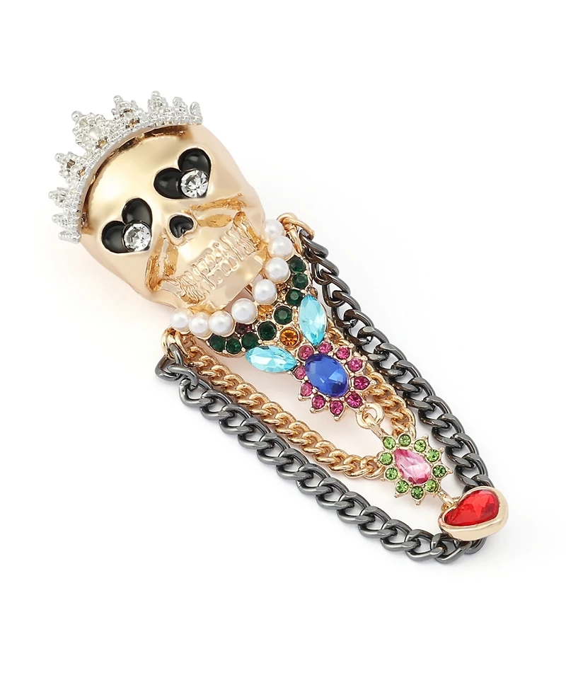 Betsey Johnson Faux-Stone Queen Skull Brooch