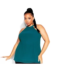 City Chic Women's Halter Pleated Hi-Lo Top