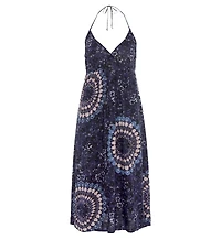 Lascana Women's Viscose Printed Halter Smocked Halter-Neck Midi Dress