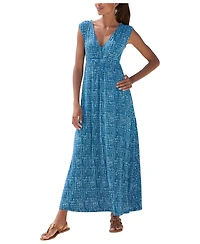 Lascana Women's Printed A-Line V-Neck Empire-Waist Maxi Dress