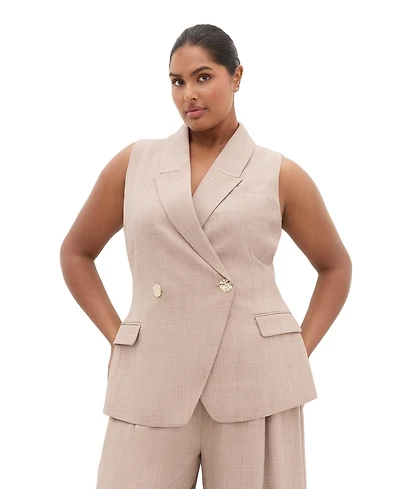 City Chic Plus Luci Tailored Sleeveless Collared Vest