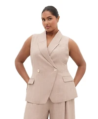 City Chic Plus Luci Tailored Sleeveless Collared Vest