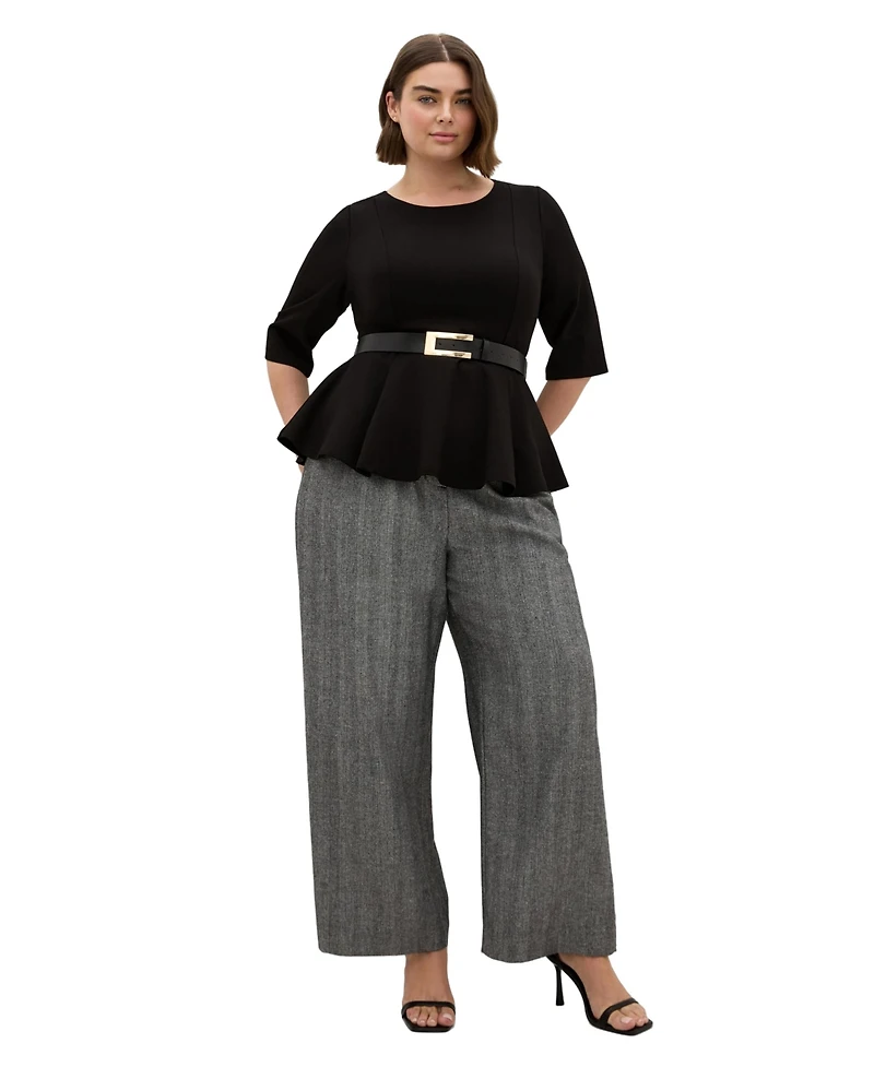 City Chic Women's Paige Belted Peplum Top