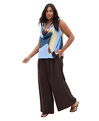 City Chic Plus Chloe Abstract Print Cowl Neck Top