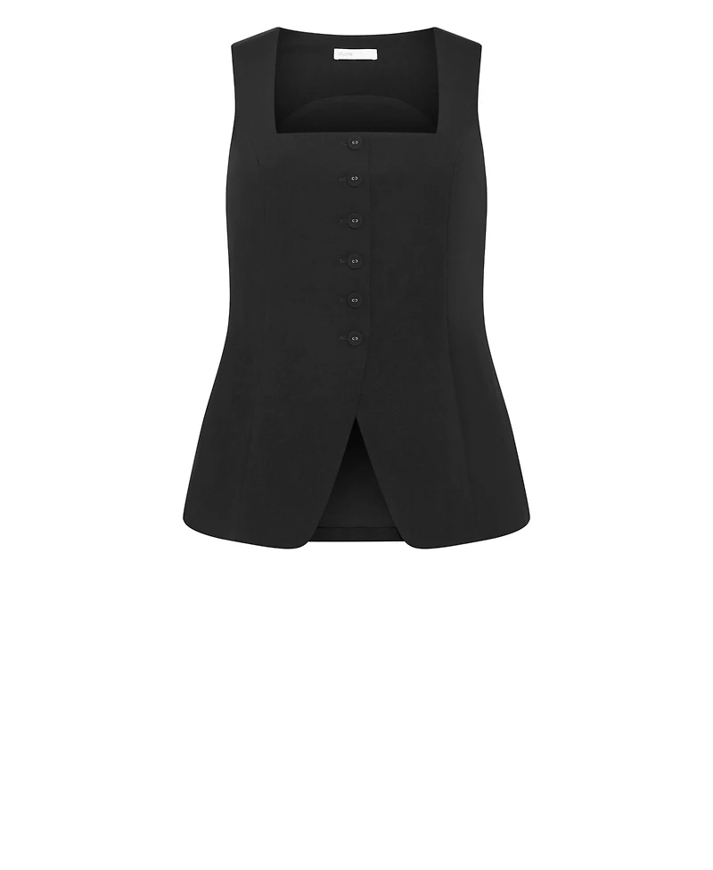 City Chic Plus Jaz Square-Neckline Sleeveless Vest