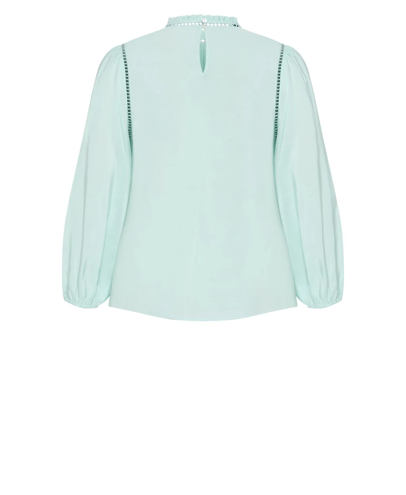 City Chic Plus Lorena Mock-Neck Ladder-Stitch Detail Top