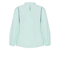 City Chic Plus Lorena Mock-Neck Ladder-Stitch Detail Top