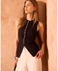 Mint Velvet Women's Linen Button Detail Waistcoat